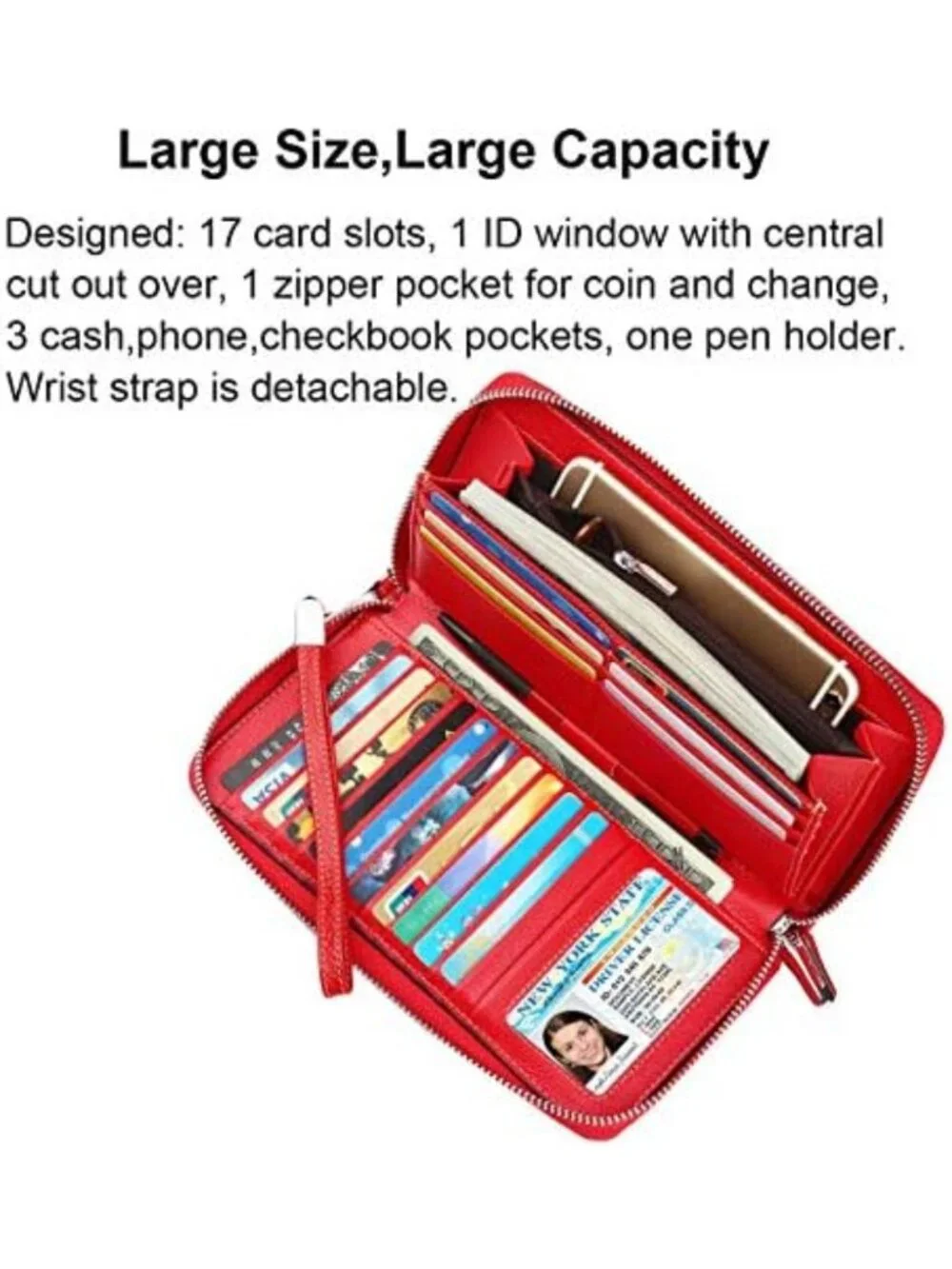 Compact RFID Blocking Leather Wallet for Women - Bifold Purse with ID Windows